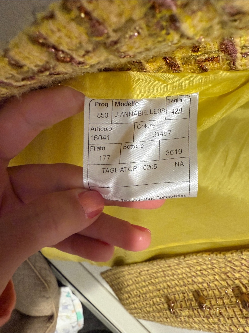 Tagliatore Gorsuch Yellow Tweed Double-Breasted Blazer Jacket see measurements - Picture 10 of 11